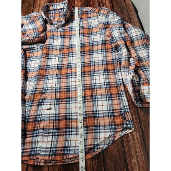 IZOD Lightweight Long Sleeved Flannel Shirt Orange Plaid XL - Picture 5 of 5